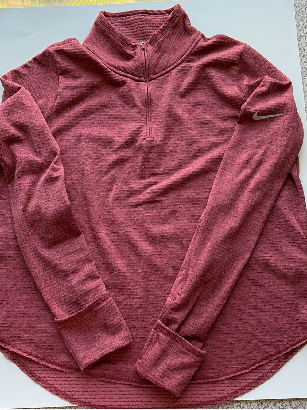 Nike Women's Half-Zip Pullover in Heathered Rose-Mauve large